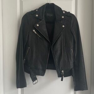 Mackage Black Lambskin Leather Moto Jacket